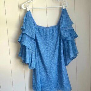 NWT Olivaceous off shoulder long sleeve polka dot mini dress